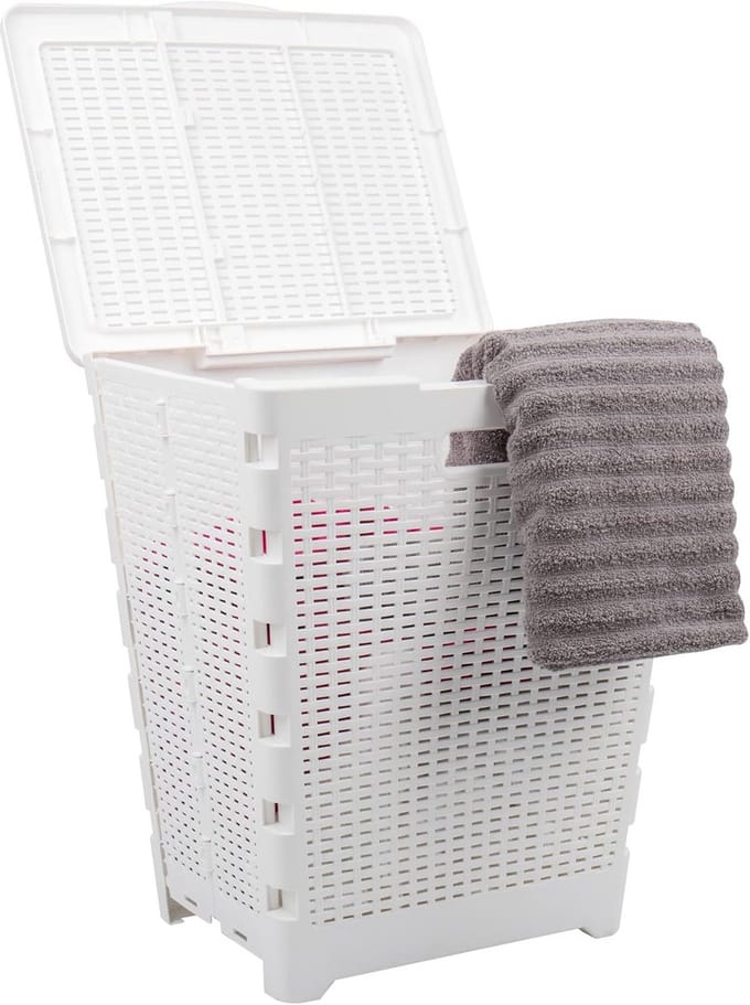 Stijlvolle Wasmand met Rieten Look voor Badkamer en Opslag