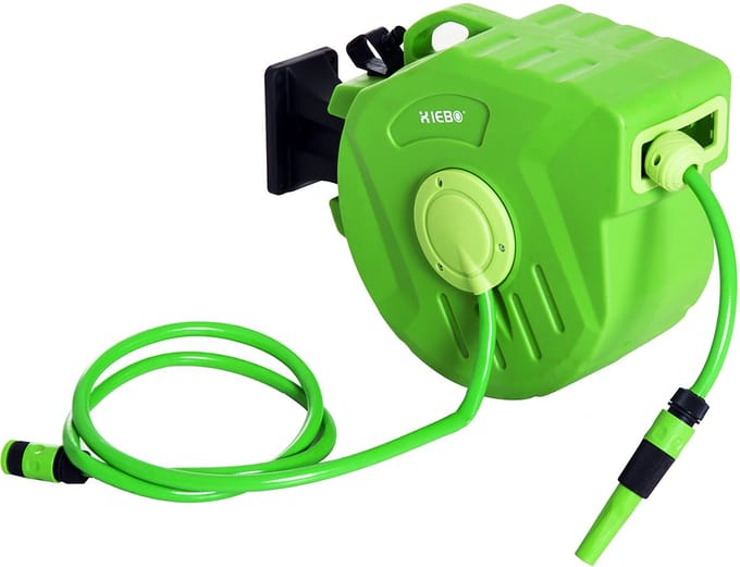Premie Wandslangbox - 15m - Tuinslang Met Haspel - 180° Draaibaar - Groen