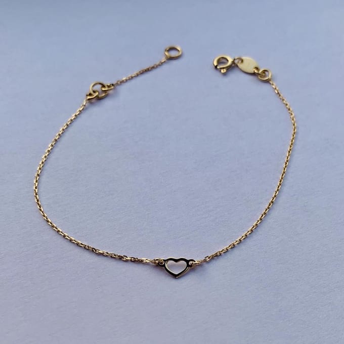 Minimalistische armband hart | Zilver | AG925 | Goudkleurig