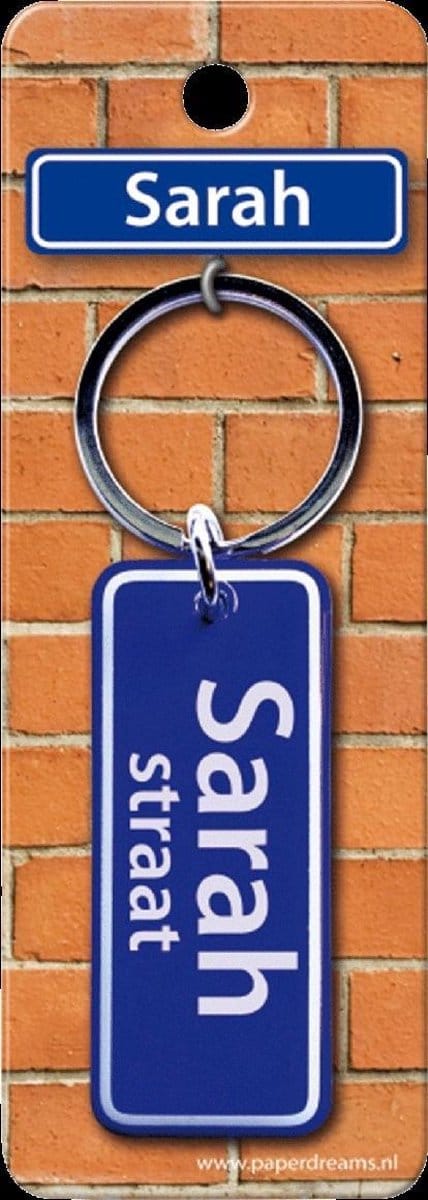 Paper Dreams Sleutelhanger Straatnaam Sarah 9 Cm Staal Blauw