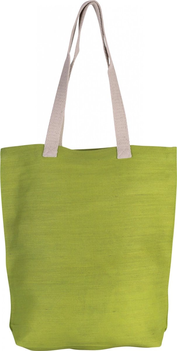 Kimood Shopper van jute/katoen KI0229 - Lime Green - One size