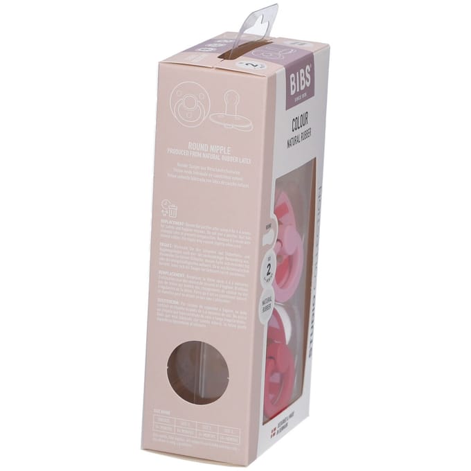 BIBS Pacifier Studio Colour Block Latex Size 2 Baby Pink Coral Mix 2 st