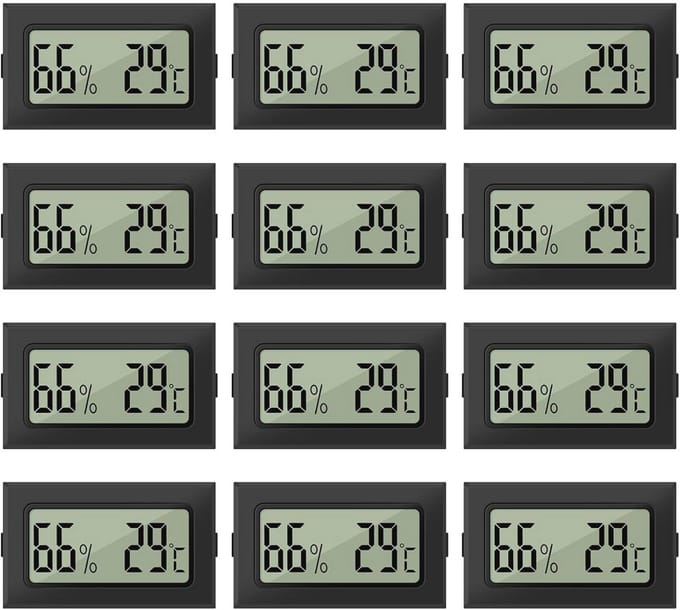 Mini Hygrometer en Thermometer Set - 12 Stuks - LCD Digitale Temperatuur- en Luchtvochtigheidsmeter voor Binnengebruik