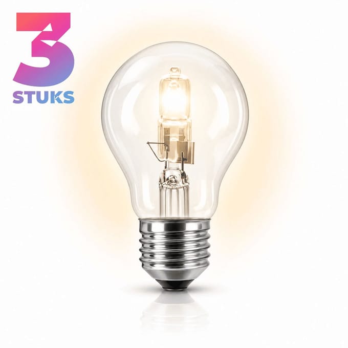 3x Peertje Halogeenlamp E27 - 100W - Warm Wit Licht (2700K) - 1900 lm - 2 jaar - Dimbaar