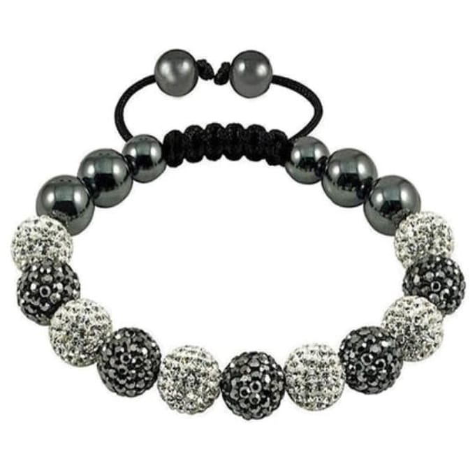 Fako Bijoux® - Armband - Disco Dots - Deluxe - Grijs/Wit