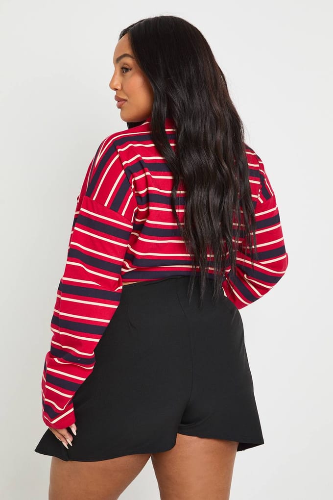 boohoo Dames Plus Geweven Wrap Skort | Zwart | Maat: 44