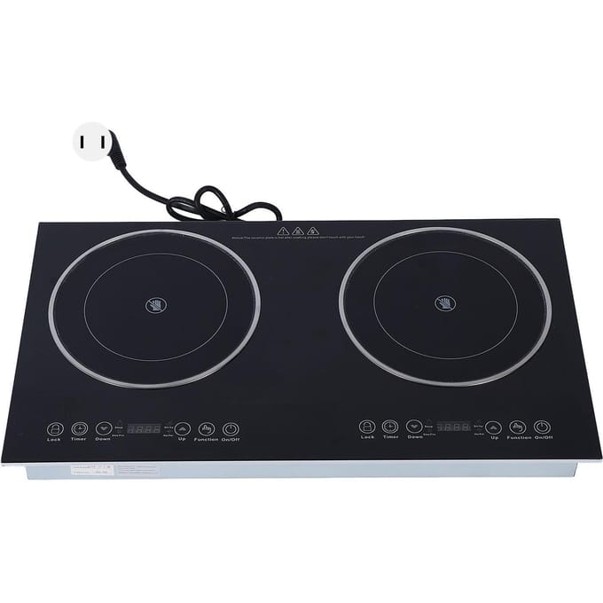 Table de cuisson électrique 2 brûleurs Chauffage céramique Comptoir Encastrable Table de cuisson électrique avec commande tactile gray