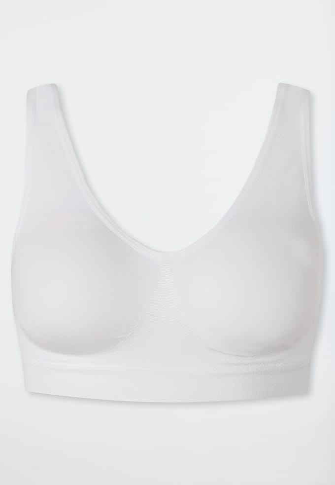 Naadloos bustier met uitneembare pads, wit - Classic Seamless M