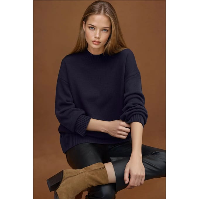 Dikke Gebreide Crewneck Lange Trui