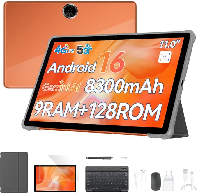 Blackview ZENO5 - Tablet - 11 inch - 12GB RAM - 128GB ROM- 8300mAh- Android 16 - Oranje