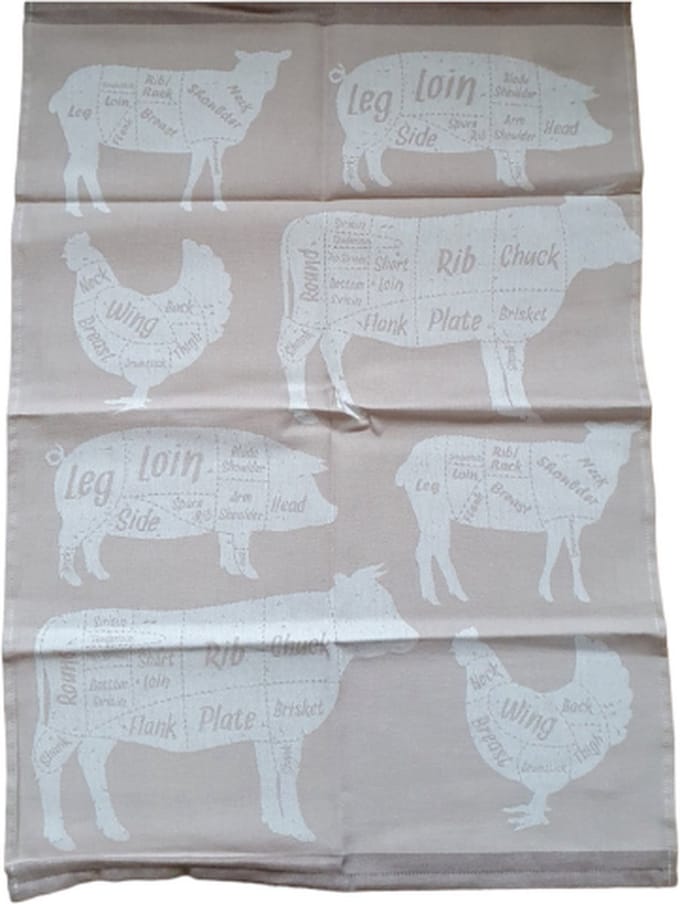 Lasa Home Theedoek taupe met print