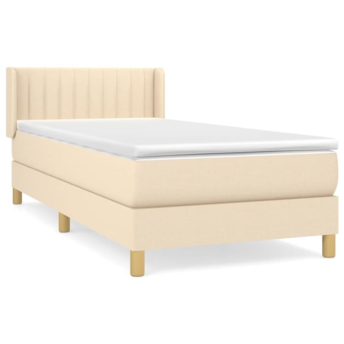 vidaXL - Boxspring - met - matras - stof - crèmekleurig - 100x200 - cm