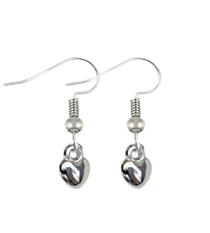 lange zilveren oorbellen- hartje - Charme Bijoux