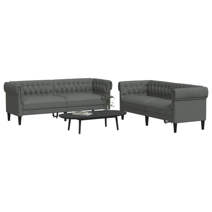 vidaXL - 2-delige - Loungeset - stof - donkergrijs