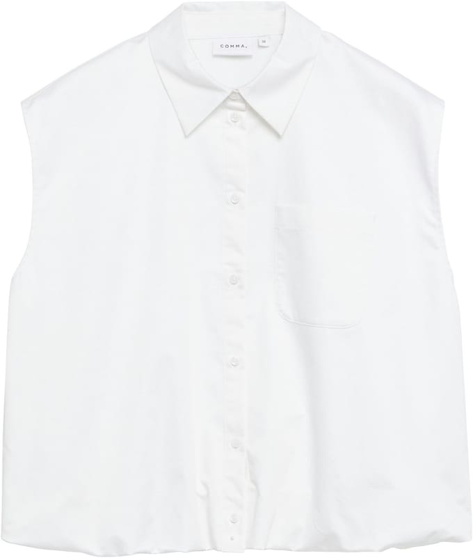 Mouwloos Katoenen Blouse met Rimpelrand Vrouw COMMA