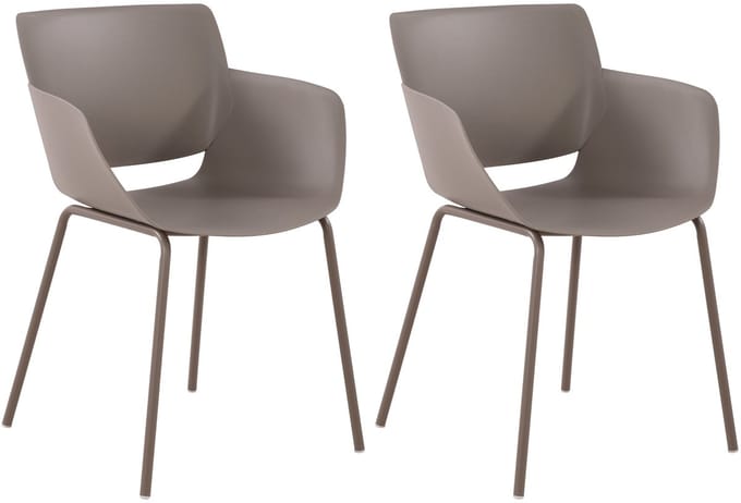 CLP Set van 2 Tuinstoelen Alpena - Met Armleuningen - Weerbestendig - Kunststof/taupe