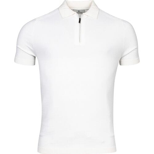 Thomas Maine Pullover Polo Half Zip Short Sleeve Single & Rib Knit Off White / male