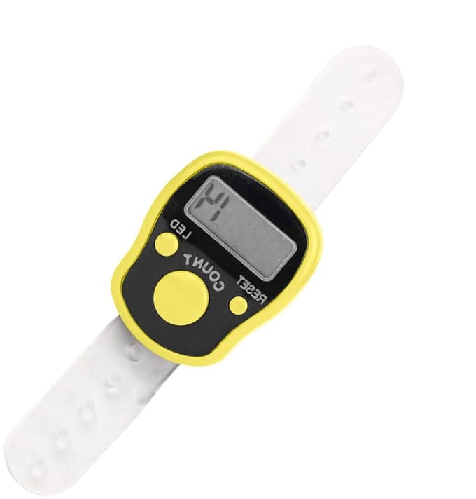 Digitale Teller Ring - Vinger Teller - Handmatig Tellen - Duidelijk LED Display - 24 gram - Geel