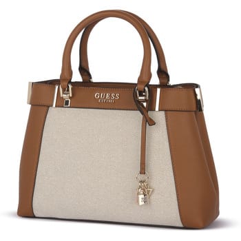 GUESS Handtas Schoudertas Anadela Three Compartment Satchel Bag Natural / Cognac Veelkleurig
