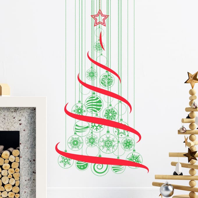 Kerstboomsticker in de lucht - Kerststickers - feestversieringen - 150x80cm