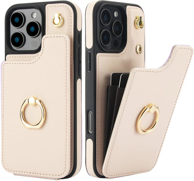 Luxe Hoesje met Portemonnee & Ringhouder – Geschikt voor Apple iPhone 16 Pro Max – Wit