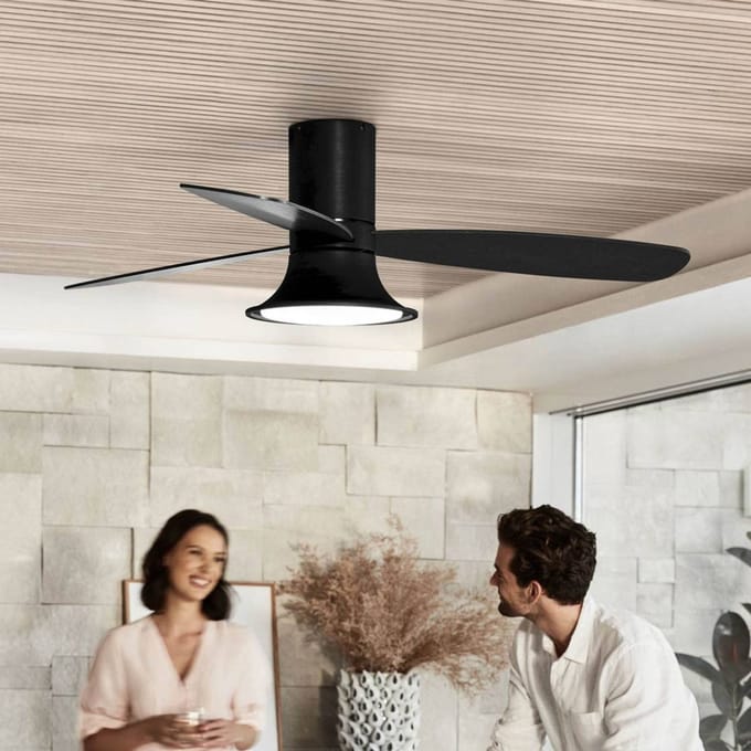 Beacon Lighting Plafondventilator met licht Flusso zwart 132cm stil