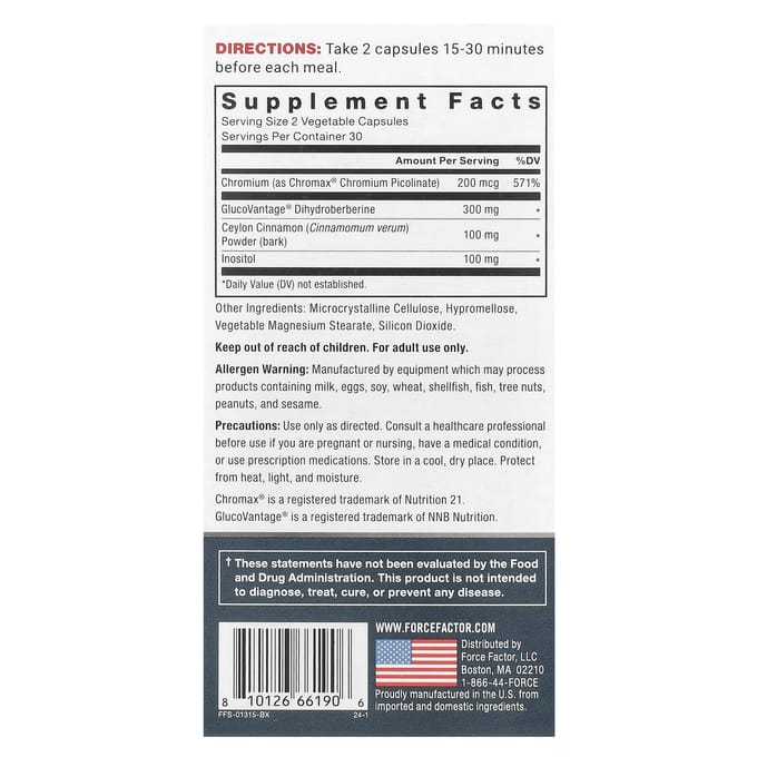 Force Factor, Ultra Berberine™, 60 Veggie Capsules