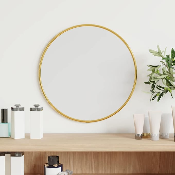 vidaXL - Wandspiegel - rond - Ø30 - cm - goudkleurig