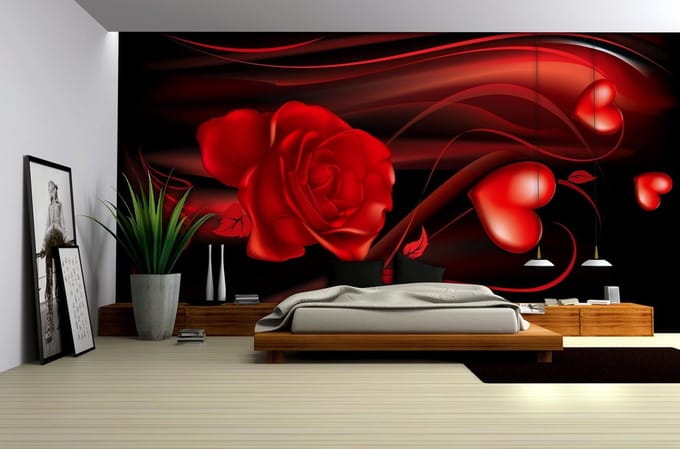 Heart Rose Abstract Photo Wallcovering
