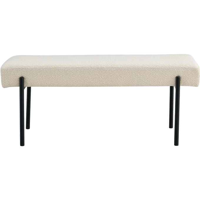 House Nordic Bankje Swindon Bouclé Wit 100x36x42,5cm