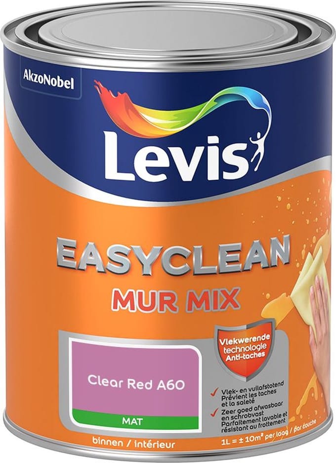 Levis - Easyclean Mur Mat Mix - Clear Red A60 - Mengverf - 1 L