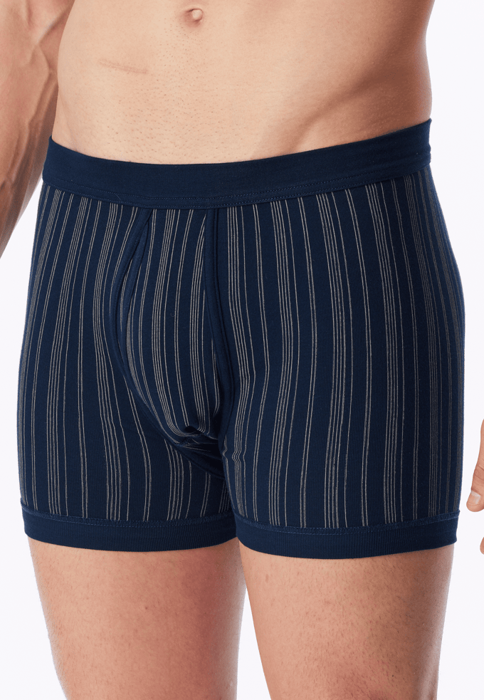 Korte broek met fijne rib, set van 2, met gulp, donkerblauw gestreept - Original Classics 9