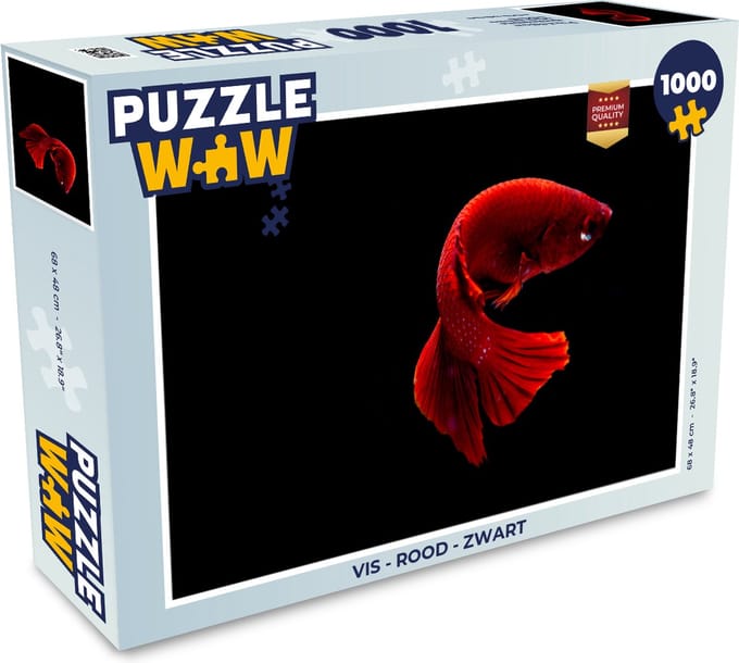 Puzzel Vis - Rood - Zwart - Legpuzzel - Puzzel 1000 stukjes volwassenen