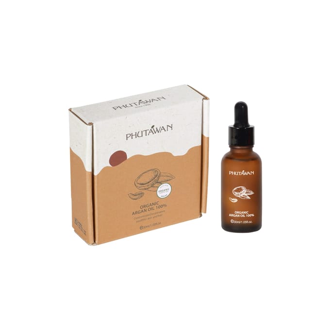Phutawan Biologische Arganolie 100%, Geconcentreerd om een jeugdige huid en haar te behouden 30 ml. white