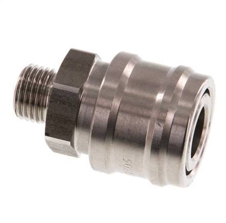 RVS DN 7.2 (Euro) Luchtkoppeling Snelkoppeling G 1/4 inch Buitendraad Double Shut-Off - CLS7-M-S-SV-014