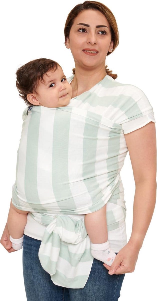 Baby Garden draagdoek gestreept mint wit | ergonomisch