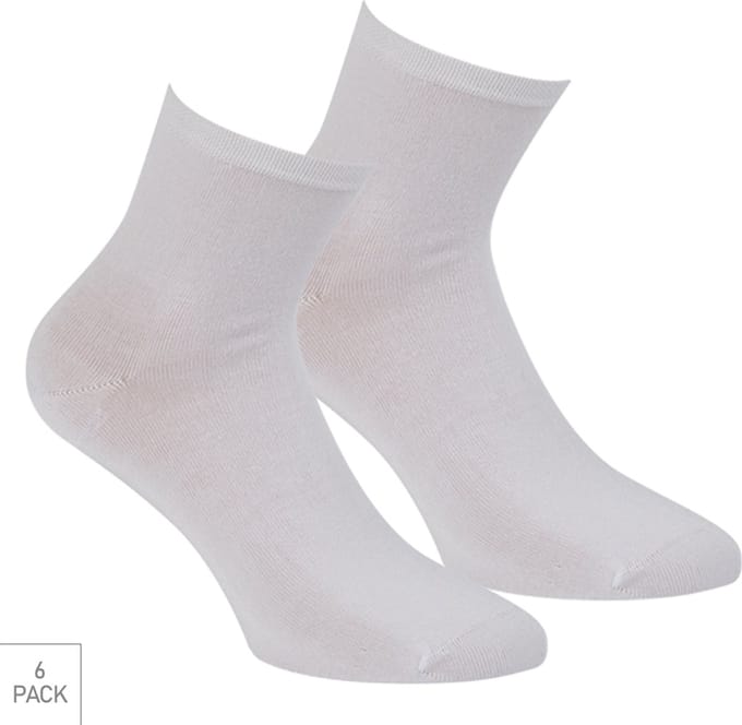 Boru Bamboo - 6-Pack - Quarter Sokken met Badstof Zool - Bamboe - Antibacterieel - Heren / Dames - wit - 36-40 - 2307