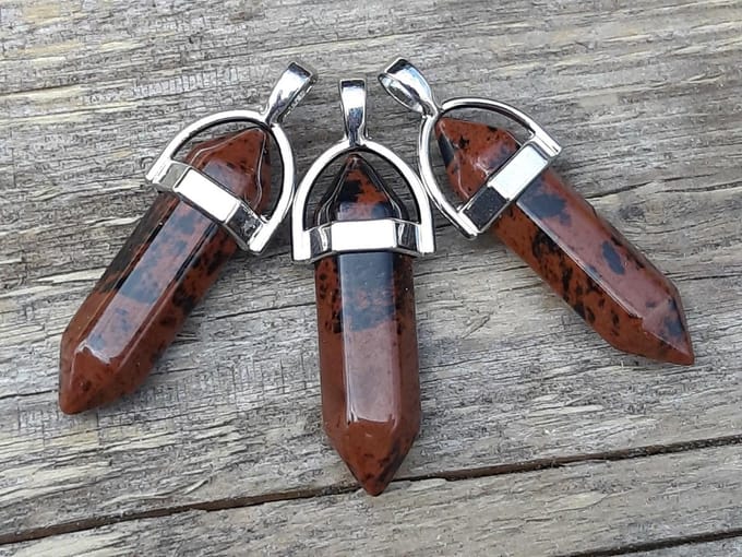 Edelsteen Obsidiaan Mahonie - pendel - healing punt hanger