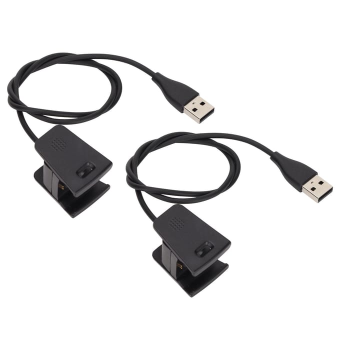 2 Stuks Smartwatch Oplader USB Oplaadkabel Snoer Oplaadstation Adapter voor Fitbit Charge 2 black