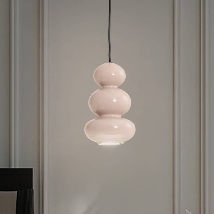 Argon Hanglamp Oman, glanzend grijs, glas, Ø 14 cm