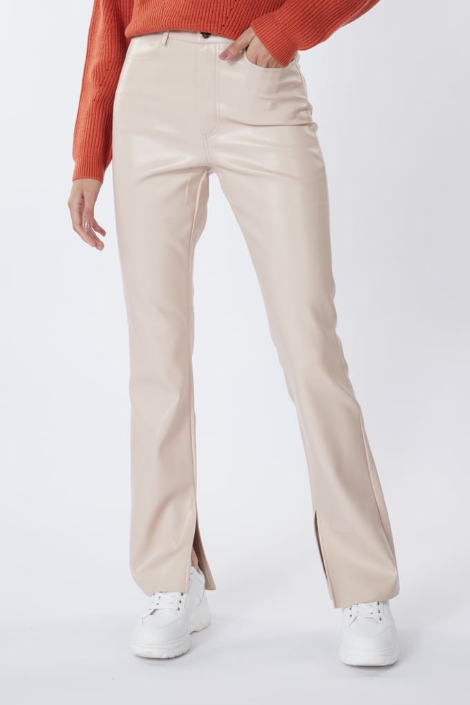 EsQualo Trousers Flared Split Pu Biscuit Taglia: 40 | Pantaloni da completo Outlet | Donna