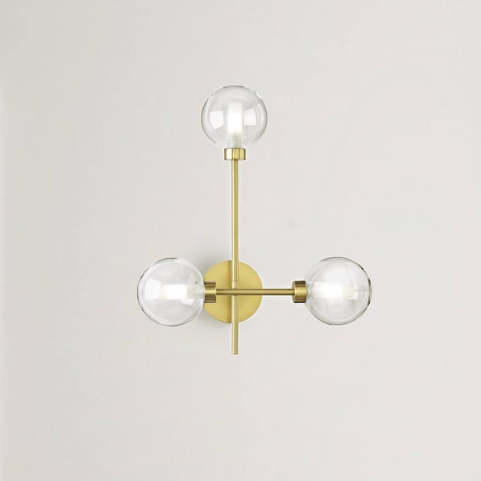 miloox by Sforzin Dom wandlamp, 3-lamps, helder/goud, glas