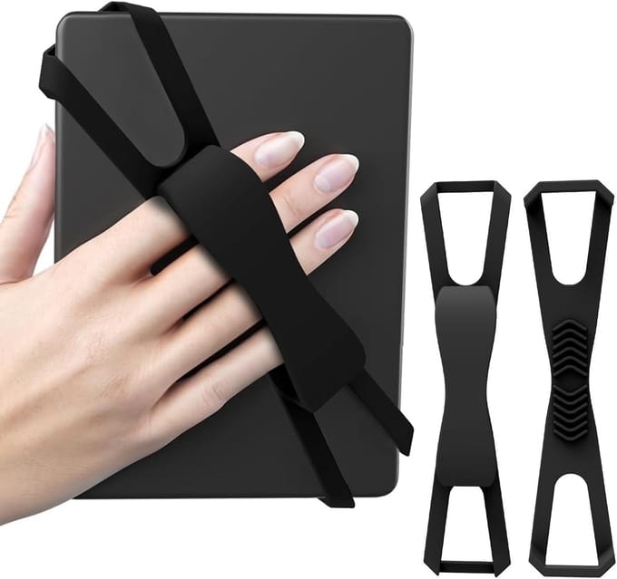 E-reader Handgreep - 2 stuks - Siliconen Handstrap - Zwart - X-Vorm - Anti-Slip - Geschikt voor Kindle, Kobo & iPad - Ergonomische Tablethouder - Handgreep E-reader