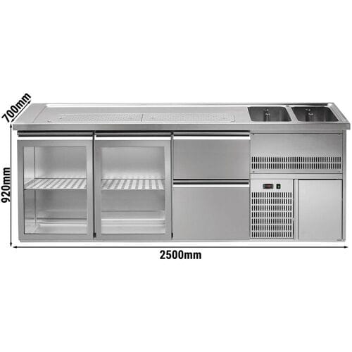 GGM Gastro Biertheke Premium PLUS - 2500x700mm - 2 Glastüren & 2 Schubladen