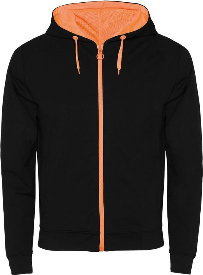 Roly - Fuji Sweater met Rits - Black 02/Fluor Orange 223 maat M