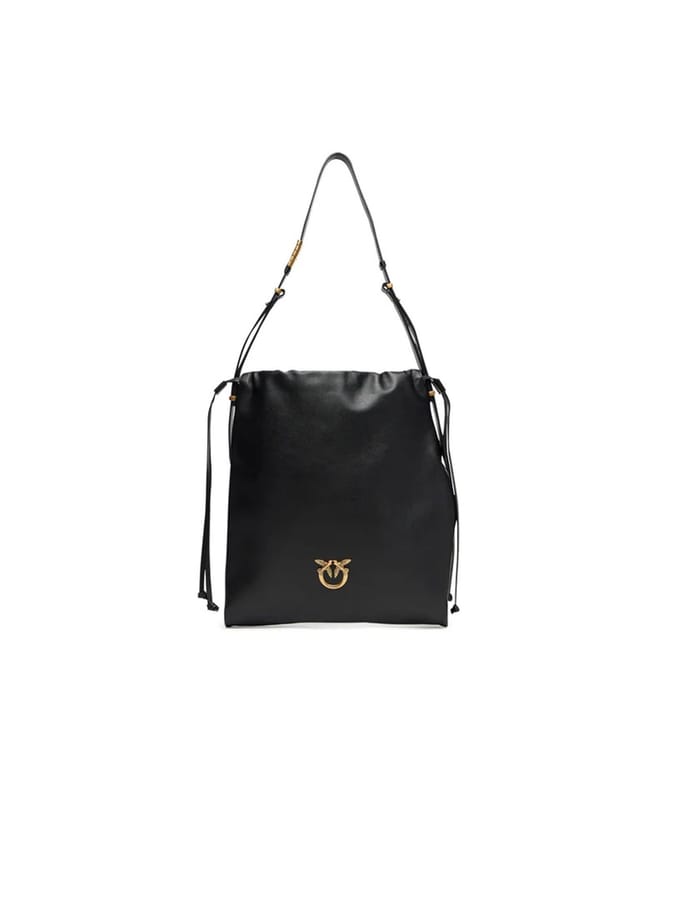 PINKO Slouchy Schoudertas Leer 31 cm - Dames - nero-antique gold