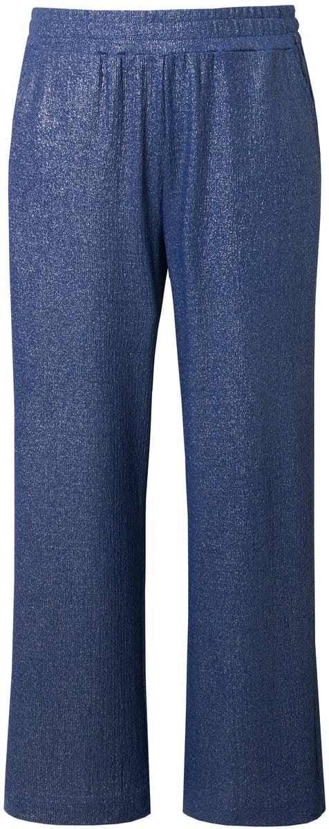 Studio Untold - Dames - Broek wijde pijpen structuur en glitter - Navy - Maat 42