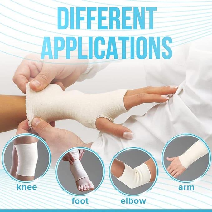 1 Rouleau Coton Tubulaire Gaze Élastique Tube de Compression pour Jambe Manchon Bandage pour Support Bras Jambe white