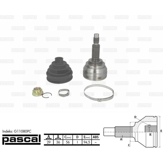 Homokineet reparatie set, aandrijfas PASCAL G11080PC