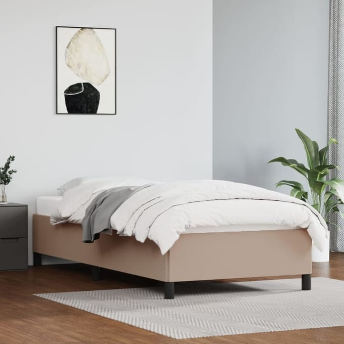 vidaXL - Bedframe - zonder - matras - 100x200 - cm - kunstleer - cappuccinokleurig